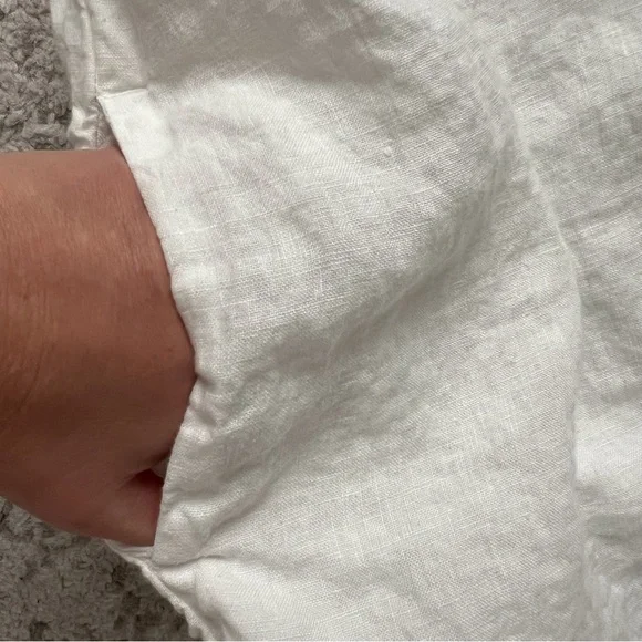 J Crew Baird McNutt White Dress Roll Sleeve Coastal Preppy Irish Linen Large - Picture 9 of 9